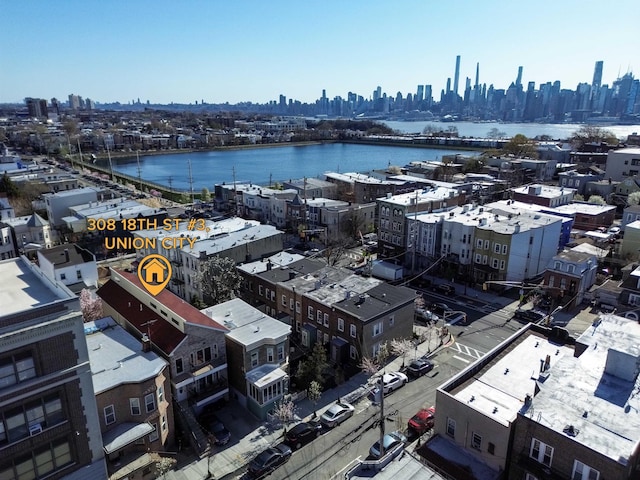 308 18th St, Union City, NJ 07087 - drone / aerial view featuring a view of city and a water view