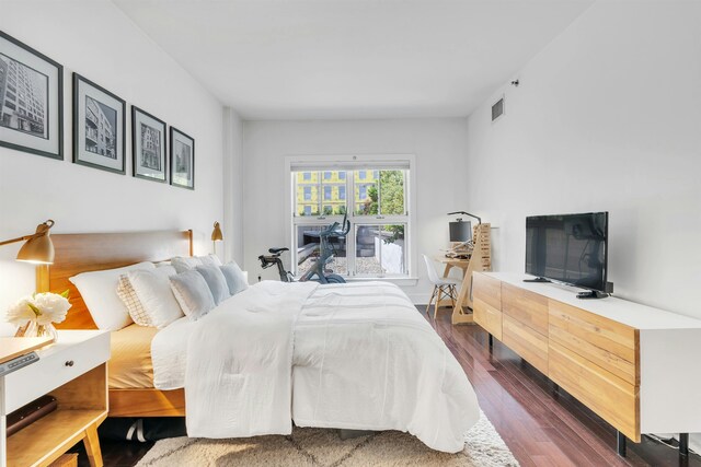601 Observer Hwy Unit 204, Hoboken, NJ 07030 - bedroom with dark wood-style floors