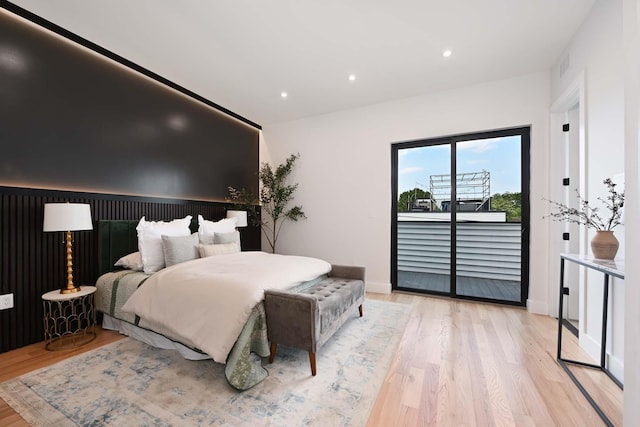 262 Webster Ave Unit 2, Jersey City, NJ 07307 - bedroom featuring access to outside, light wood finished floors, and recessed lighting