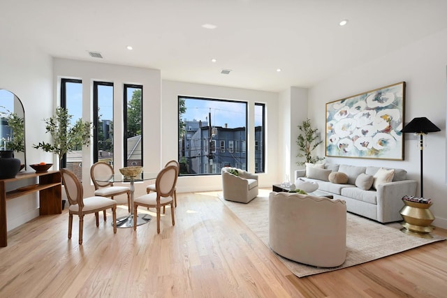 262 Webster Ave Unit 2, Jersey City, NJ 07307 - living room featuring light wood-style flooring, plenty of natural light, and recessed lighting
