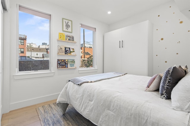 371 2nd St Unit 2B, Jersey City, NJ 07302 - bedroom featuring light wood-style floors and recessed lighting