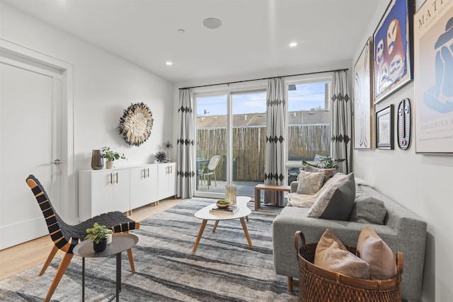 371 2nd St Unit 2B, Jersey City, NJ 07302 - living area featuring wood finished floors and recessed lighting