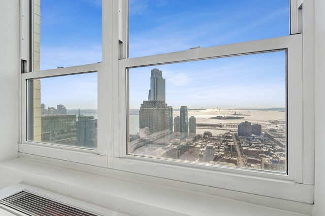 interior details with a city view