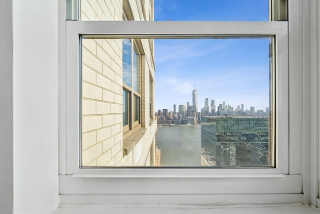 interior details with a view of city