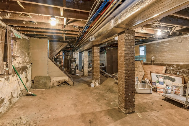 basement with gas water heater