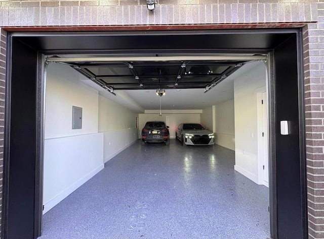 garage with baseboards