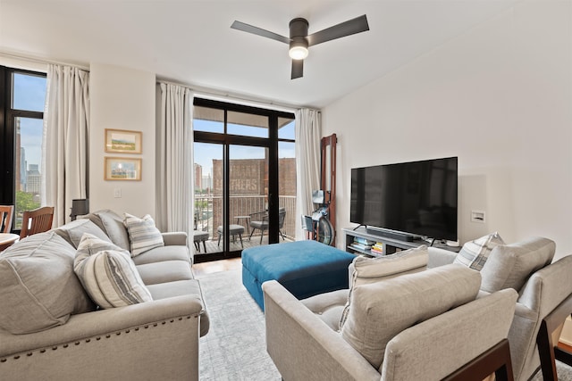 84 Willow Ave Unit 4B, Hoboken, NJ 07030 - living room with ceiling fan and wood finished floors