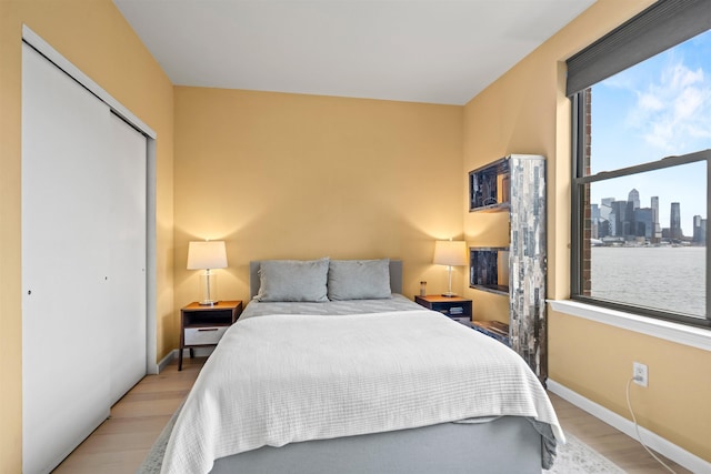 24 Ave At Port Imperial Unit 305, West New York, NJ 07093 - bedroom with wood finished floors, a closet, baseboards, and multiple windows