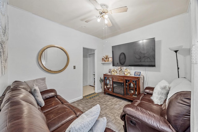 20 Martin Luther King Jr Dr, Jersey City, NJ 07305 - living room with ceiling fan and baseboards