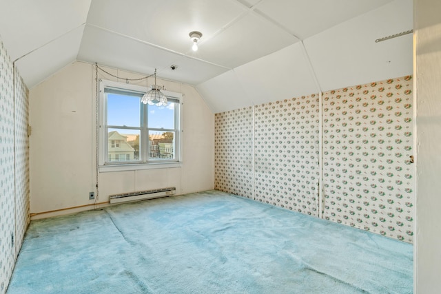 388 Kennedy Blvd, Bayonne, NJ 07002 - bonus room featuring a baseboard heating unit, lofted ceiling, and carpet floors