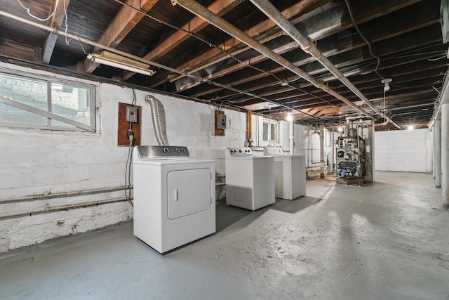 388 Kennedy Blvd, Bayonne, NJ 07002 - below grade area featuring independent washer and dryer, a heating unit, and electric panel