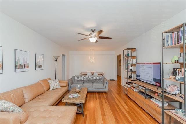 2520 Kennedy Blvd Unit 1H, Jersey City, NJ 07304 - living room featuring a ceiling fan and light wood finished floors