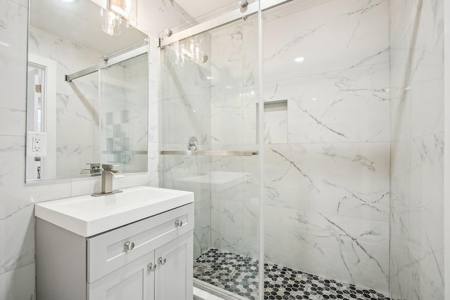119 Van Horne St Unit 1, Jersey City, NJ 07304 - full bath with a marble finish shower and vanity