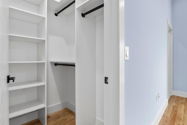 walk in closet featuring wood finished floors