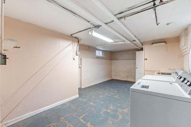 clothes washing area featuring independent washer and dryer