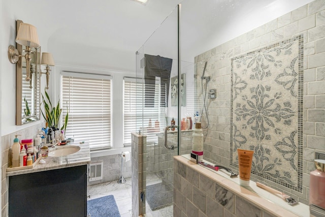 7 Clifton Ter, Weehawken, NJ 07086 - bathroom with vanity and a stall shower
