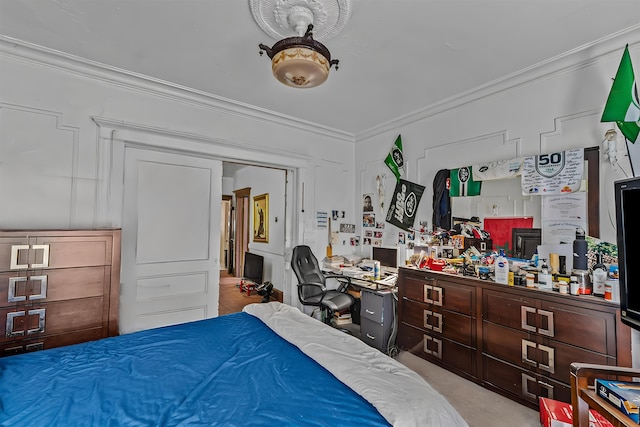 bedroom featuring crown molding