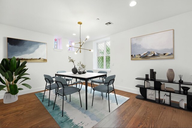 304 Pavonia Ave Unit 202, Jersey City, NJ 07302 - dining room featuring wood finished floors, a chandelier, and recessed lighting