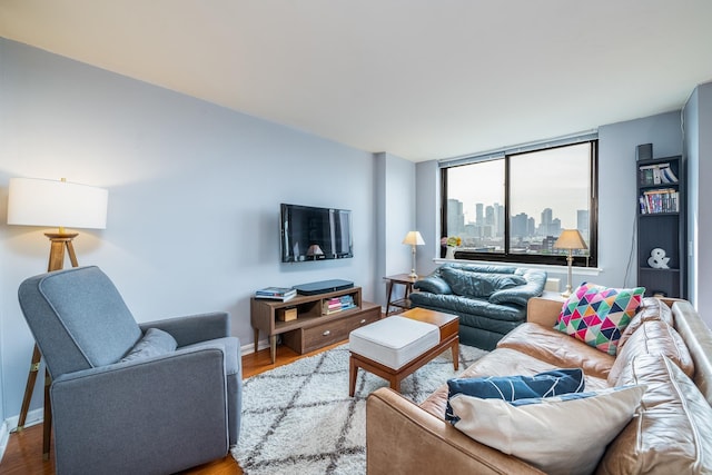 700 Grove St Unit 11P, Jersey City, NJ 07310 - living room with wood finished floors and baseboards