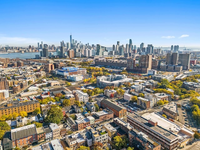 birds eye view of property featuring a city view