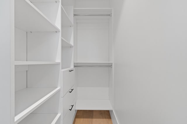 spacious closet with wood finished floors