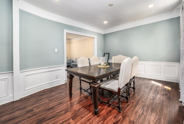 53 Duncan Ave Unit 31, Jersey City, NJ 07304 - dining room featuring a wainscoted wall, wood finished floors, recessed lighting, and a decorative wall