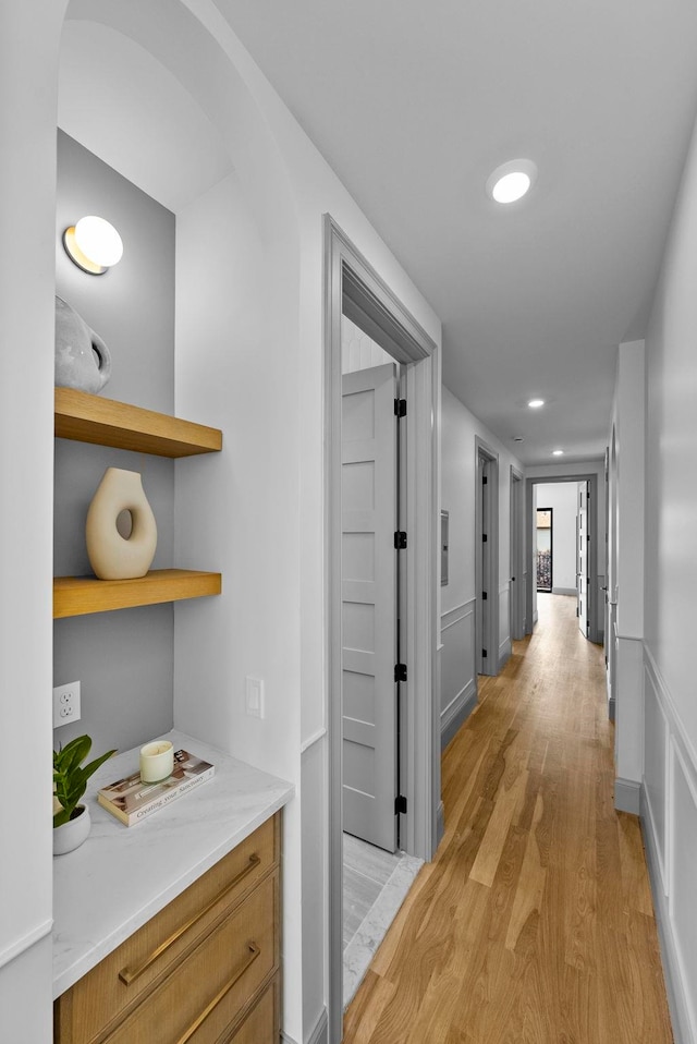 166 New York Ave Unit 2, Jersey City, NJ 07307 - corridor with light wood finished floors and recessed lighting