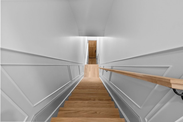 166 New York Ave Unit 2, Jersey City, NJ 07307 - stairway featuring a wainscoted wall