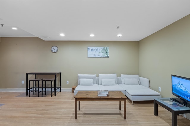 living room featuring light wood-type flooring