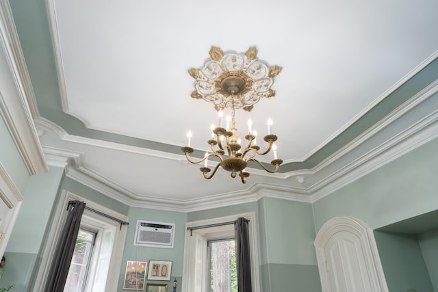 661 Jersey Ave Unit 2, Jersey City, NJ 07302 - detailed view of a chandelier, an AC wall unit, and crown molding