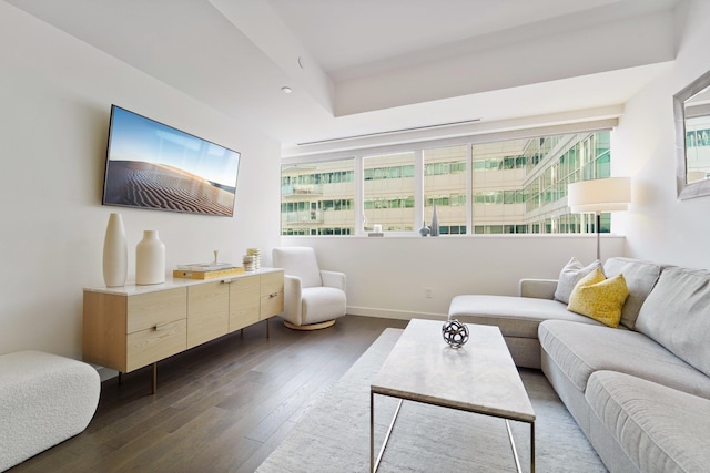 living room featuring dark hardwood / wood-style floors