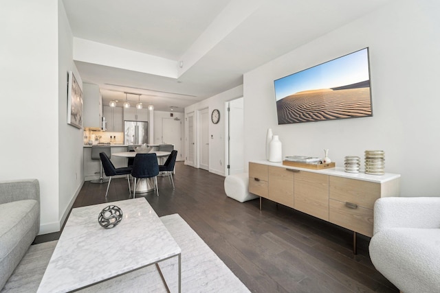 living room featuring dark hardwood / wood-style floors