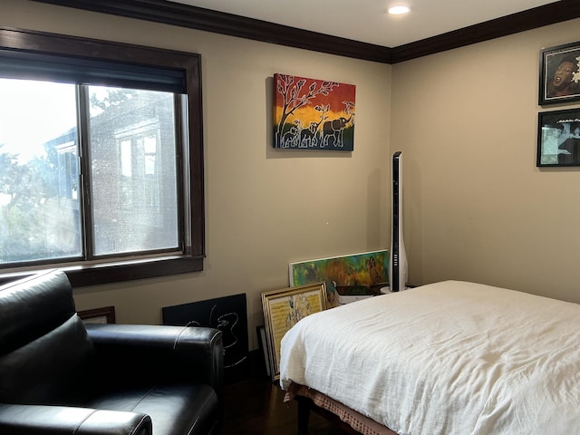 308 Sea Isle Ky Unit 308, Secaucus, NJ 07094 - bedroom with crown molding, dark wood-style floors, and recessed lighting