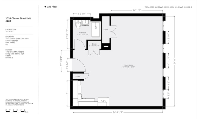 1034 Clinton St Unit 208, Hoboken, NJ 07030 - view of room layout