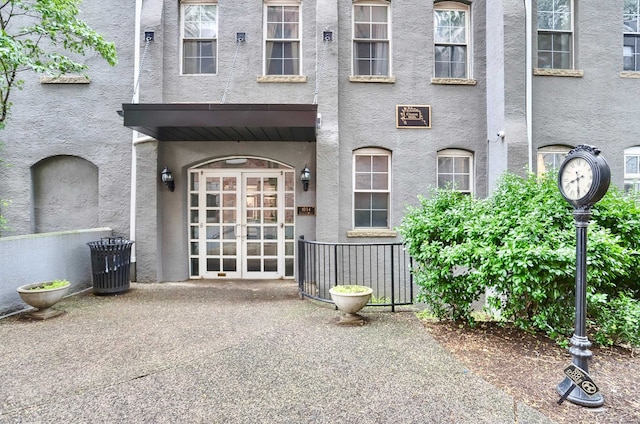 1034 Clinton St Unit 208, Hoboken, NJ 07030 - doorway to property featuring stucco siding and french doors