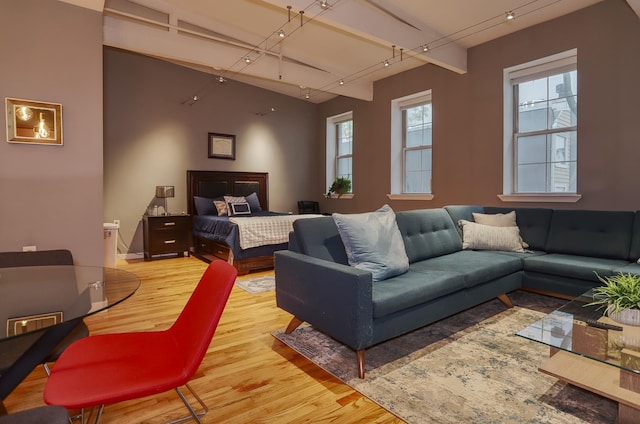 1034 Clinton St Unit 208, Hoboken, NJ 07030 - bedroom featuring light wood-style flooring and track lighting