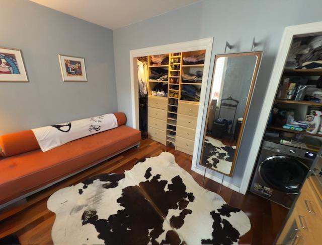 108 Waldo Ave Unit 4A, Jersey City, NJ 07306 - living room featuring washer / dryer and wood finished floors