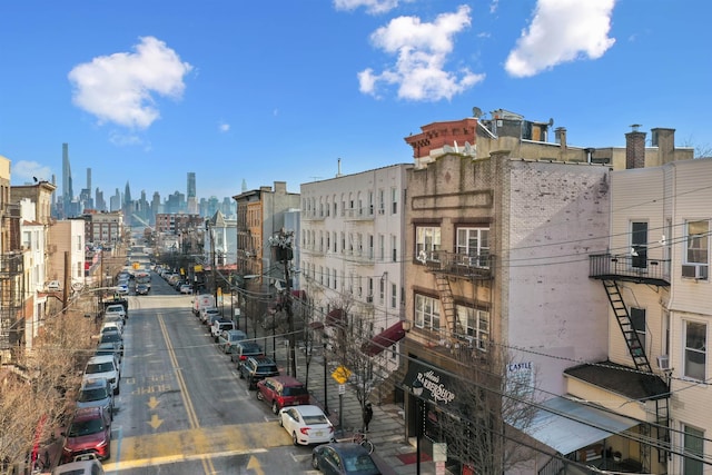 view of building exterior with a view of city