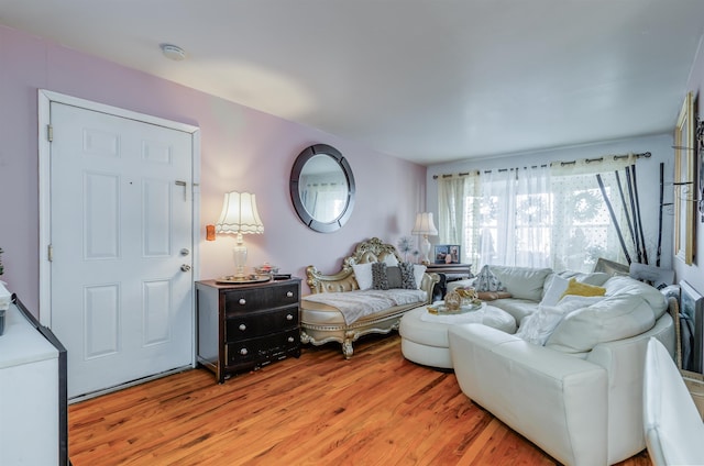 living room with light hardwood / wood-style flooring