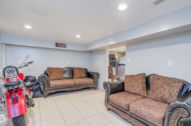 view of tiled living room