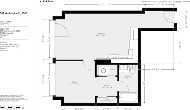 389 Washington St Unit 30C, Jersey City, NJ 07302 - view of property floor plan