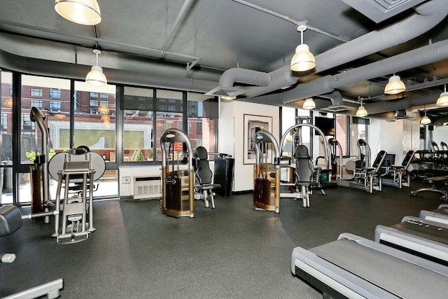 389 Washington St Unit 30C, Jersey City, NJ 07302 - exercise room featuring plenty of natural light