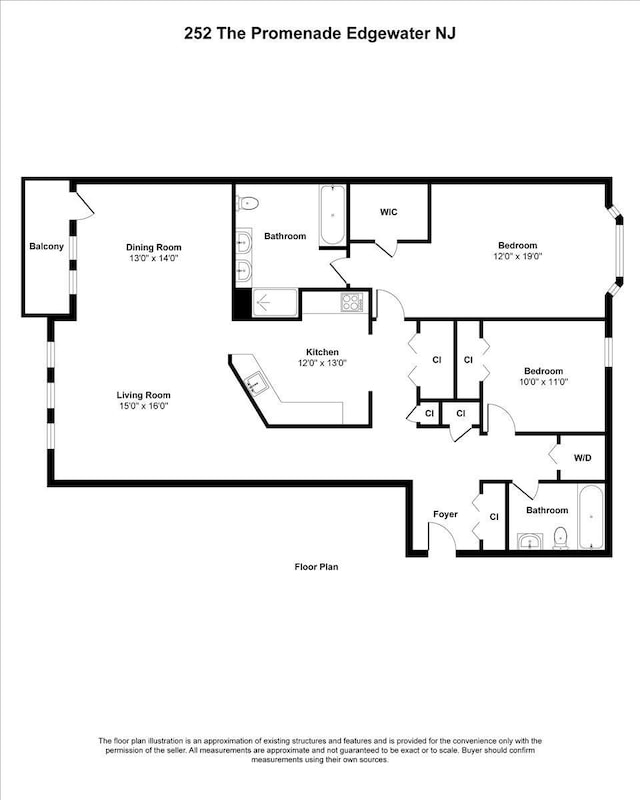 252 The Promenade Unit 252, Edgewater, NJ 07020 - view of floor plan / room layout