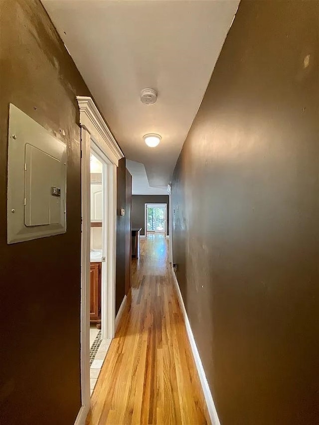 152 Highland Ave Unit 2B, Jersey City, NJ 07306 - hallway with electric panel and light wood-style floors