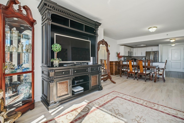 living room with light wood-type flooring