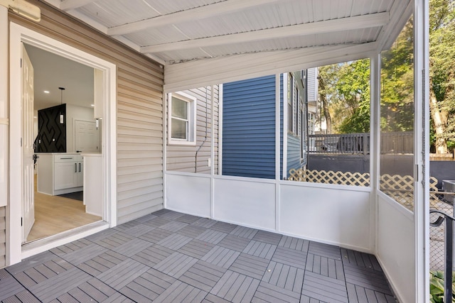 view of unfurnished sunroom