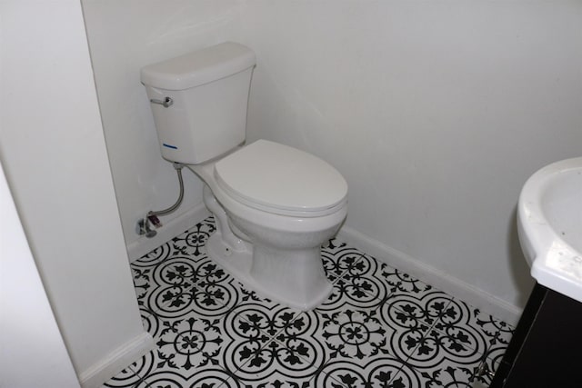 94 Lembeck Ave, Jersey City, NJ 07305 - half bathroom featuring tile patterned flooring and vanity