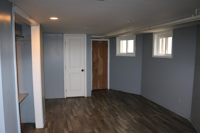 94 Lembeck Ave, Jersey City, NJ 07305 - basement with dark wood-type flooring and recessed lighting
