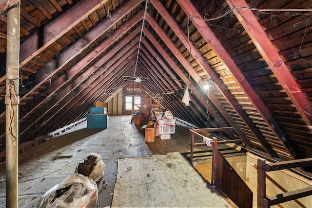 view of unfinished attic