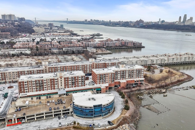 344 The Promenade Unit 344, Edgewater, NJ 07020 - birds eye view of property featuring a water view and a city view